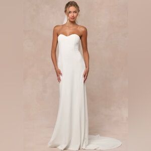 Vision White Pearl Strapless Maxi dress